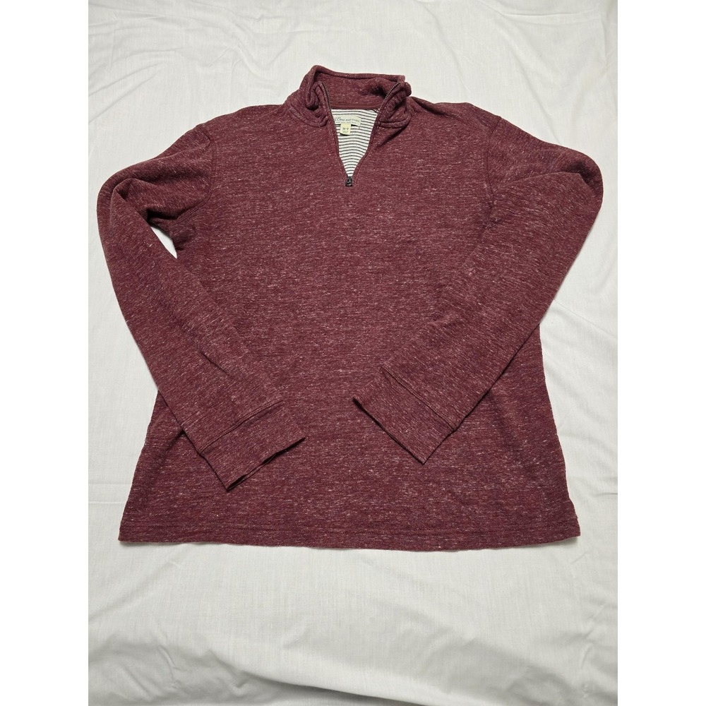 J Crew Pullover Sweater Mens Medium‎ Maroon Knit 1/4 Zip Collar Casual Cotton